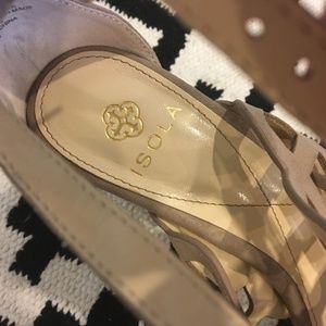 Isola Shoes - Isola 'Despina' suede laser cut block heel sandal Isola Shoes - Isola 'Despina' suede laser cut block heel sandal